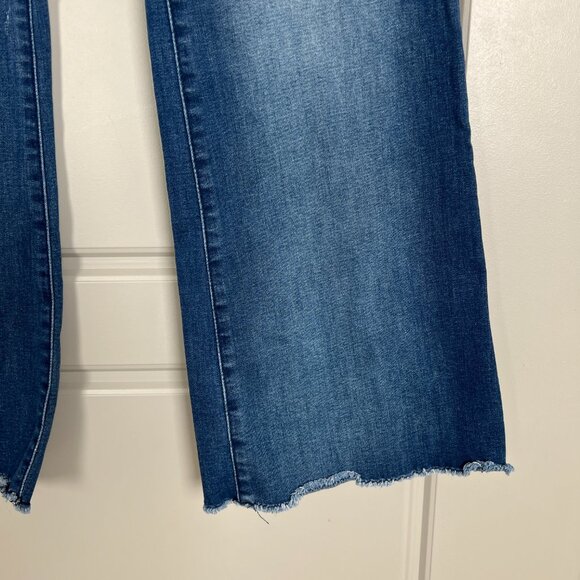 Democracy Jeans Ab Technology Flare Tummy Control Medium Wash Raw Hem Sz 10 - Picture 4 of 9